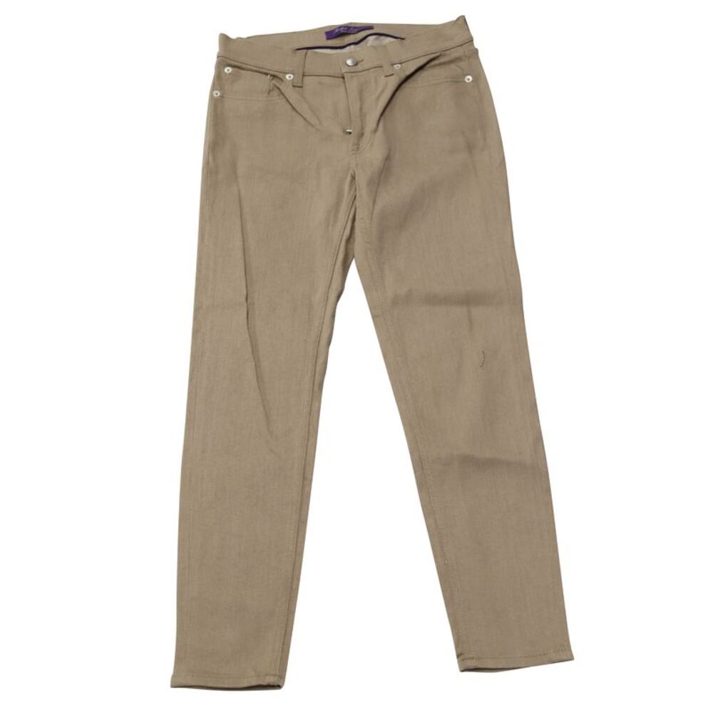 Ralph Lauren Straight Cut Jeans in Beige Cotton Denim